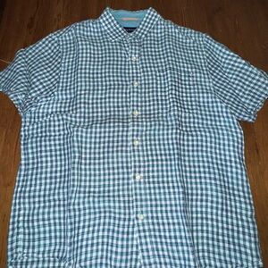 Tommy Bahama Green and White Plaid Shirt